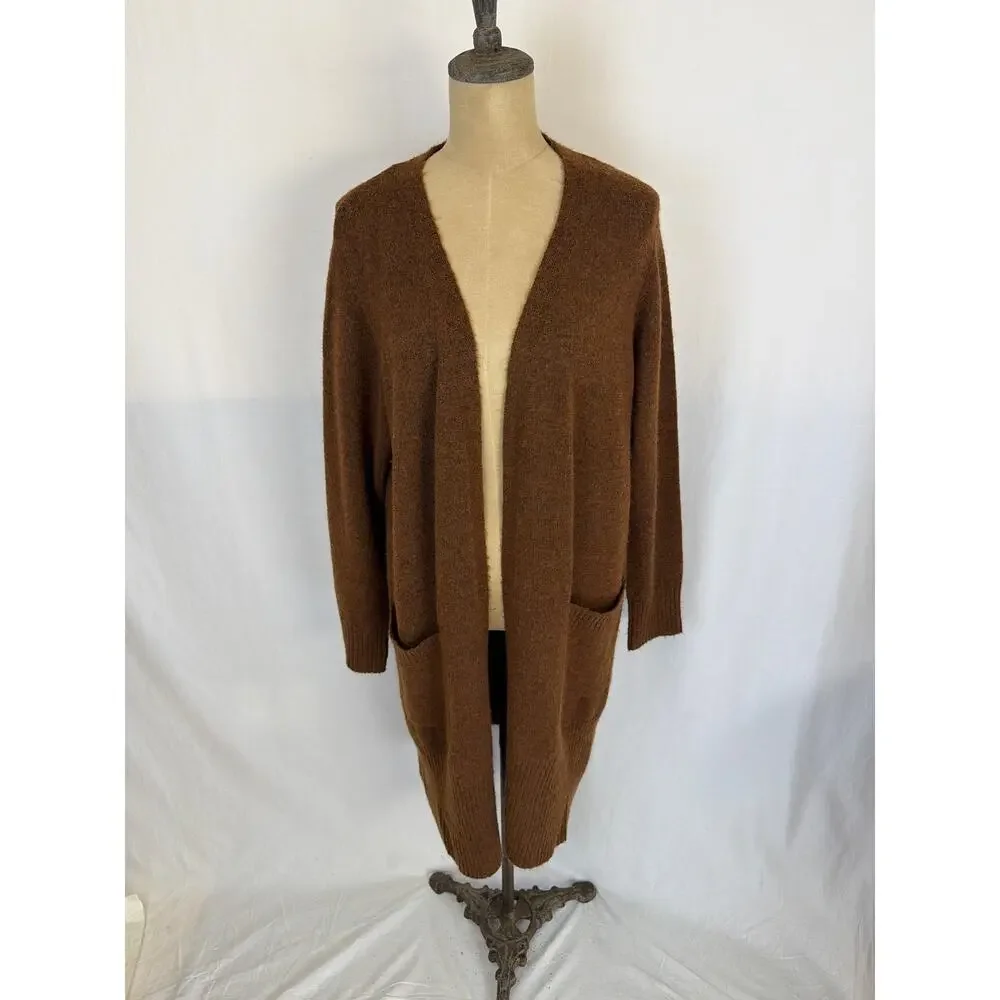 NWT Soya Concept Brown Wool Blend Long Cardigan Duster XS #0436